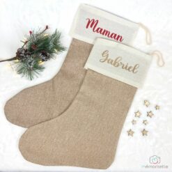 Bottes de Noël personnalisées en toile de jute