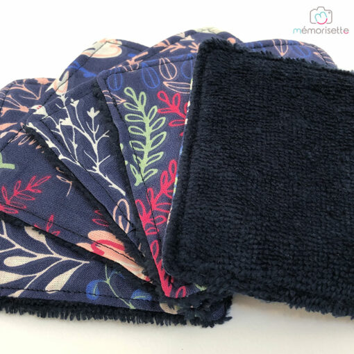 Lingettes démaquillantes lavables - Fleurs bleu/rose – Image 4