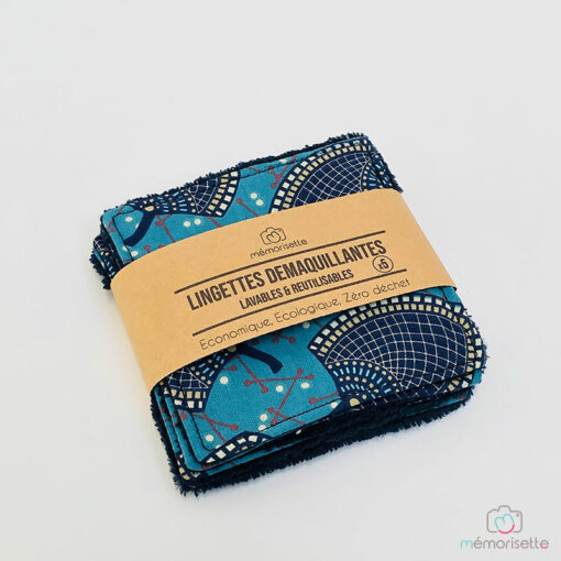 Lingettes démaquillantes lavables - Eventail bleu – Image 3
