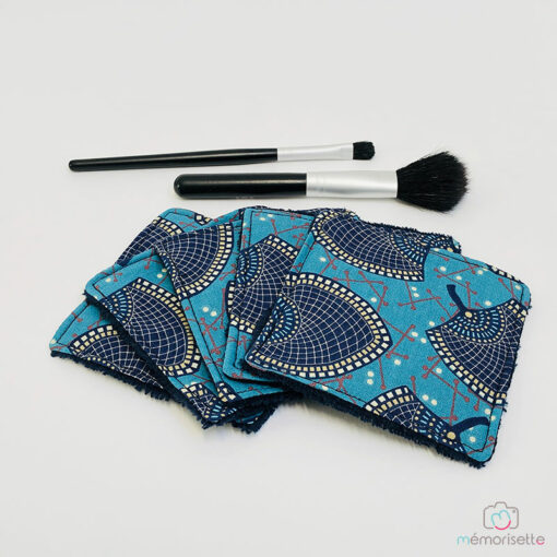 Lingettes démaquillantes lavables - Eventail bleu