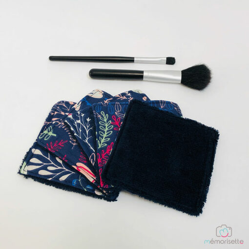 Lingettes démaquillantes lavables - Fleurs bleu/rose – Image 2