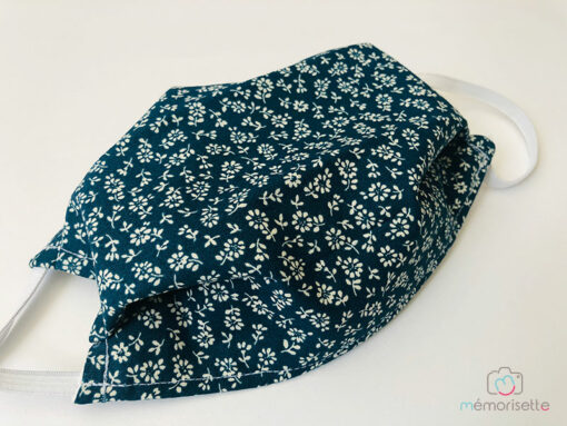 Masque barrière Afnor en tissu lavable pour adulte – Liberty bleu canard