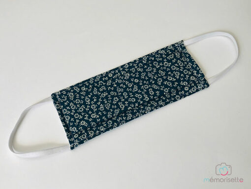 Masque barrière Afnor en tissu lavable pour adulte – Liberty bleu canard – Image 2