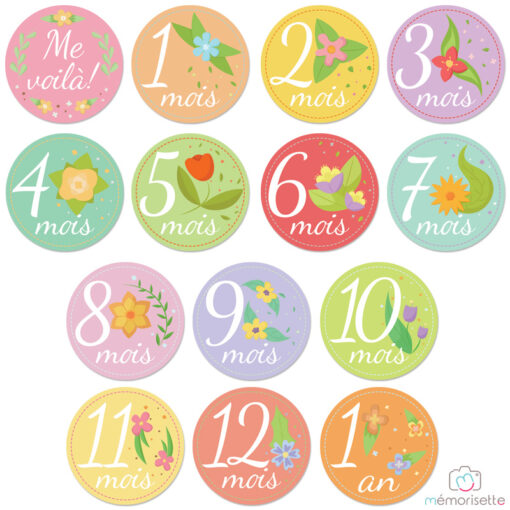 Lot de 14 stickers fille "Ma 1ère année" - Fleurs – Image 3