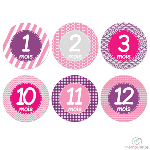 Lot de 14 stickers fille "Ma 1ère année" - Petite mercière