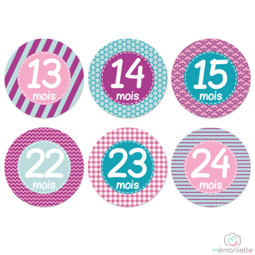 Lot de 14 stickers fille "Ma 2ème année" - Petite mercière