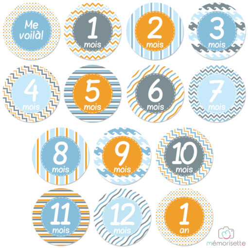 Lot de 14 stickers garçon "Ma 1ère année" - Beach Boy – Image 2