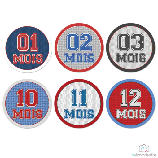 Lot de 14 stickers garçon "Ma 1ère année" - Sport