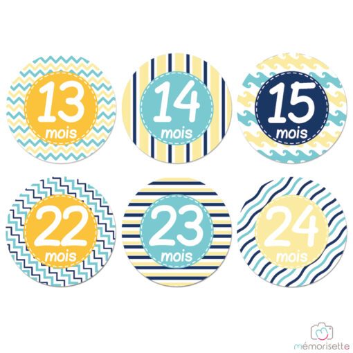Lot de 14 stickers garçon "Ma 2ème année" - Beach Boy