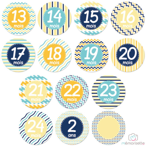 Lot de 14 stickers garçon "Ma 2ème année" - Beach Boy – Image 3