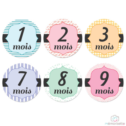 Lot de 14 stickers "Suivi de grossesse" - Motifs