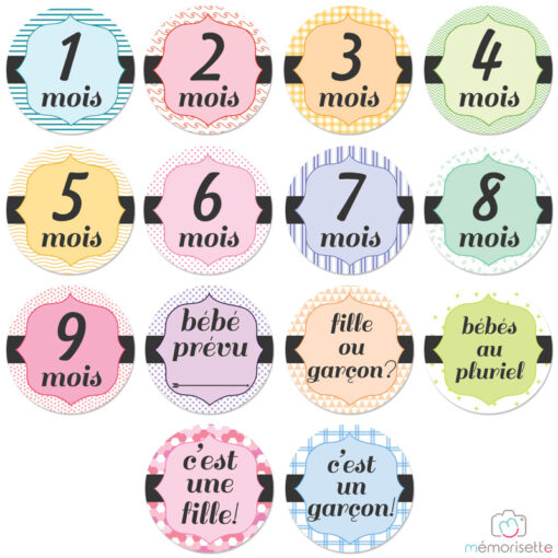 Lot de 14 stickers "Suivi de grossesse" - Motifs – Image 3