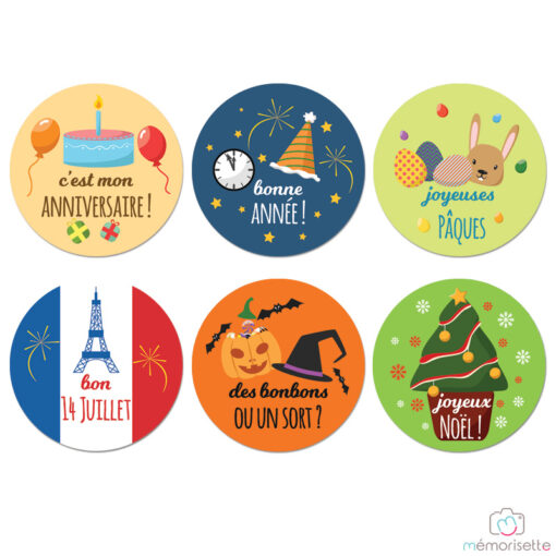 Lot de 14 stickers unisexe - Célébrations