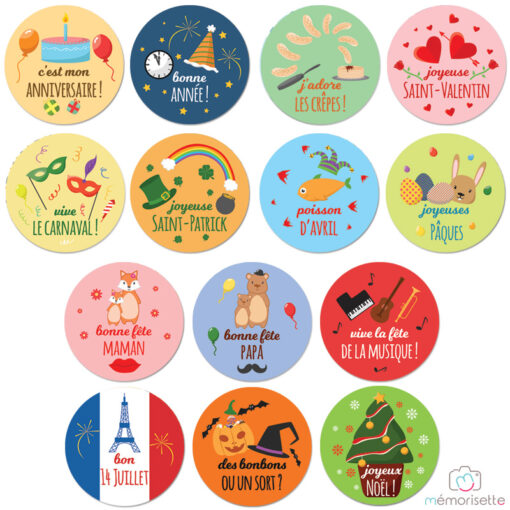 Lot de 14 stickers unisexe - Célébrations – Image 3